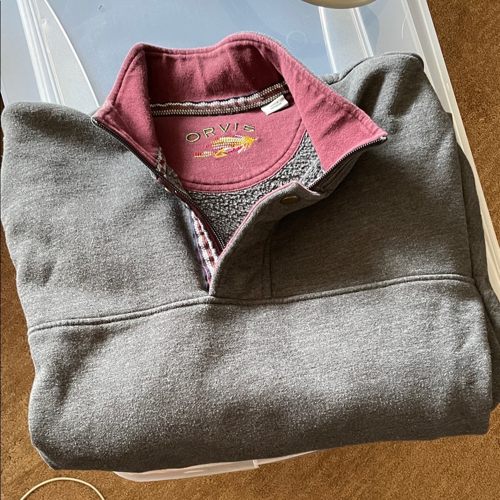 Orvis Gray and Burgundy Men's Sweater
